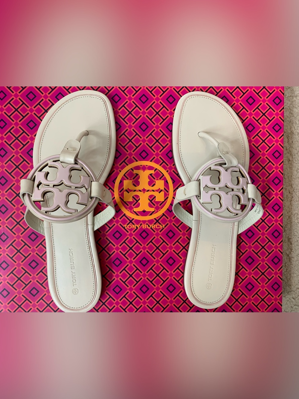 Tory Burch NWT Miller sandals- cream & seashell pink Size 9.5 - Picture 5 of 9
